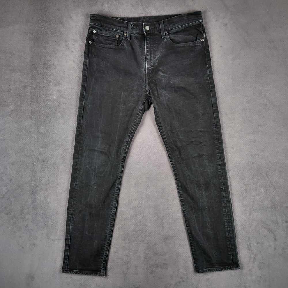 Levis Premium 502 Jeans Mens 34x32 Black Faded Regular Taper Stretch 29507-0990